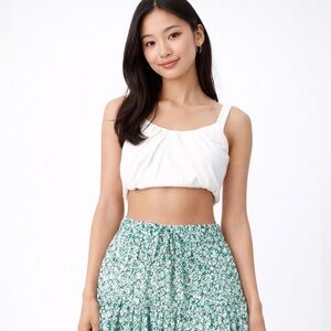 Zara Green Floral Tiered Maxi Skirt